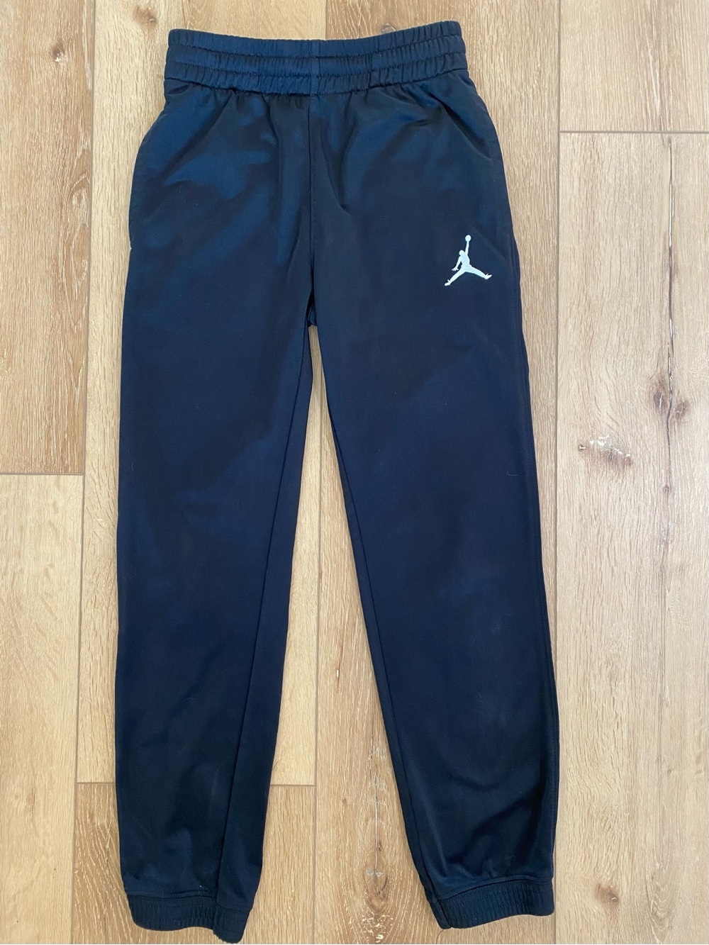Jordan Joggers Boys Size 10/12 Medium Black With White Logo Embroidered Sporty